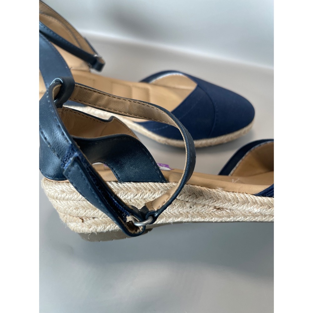 Katie & Kelly Nessa Navy Blue Espadrille Wedge Sandals Women's Size 8M - Picture 6 of 8